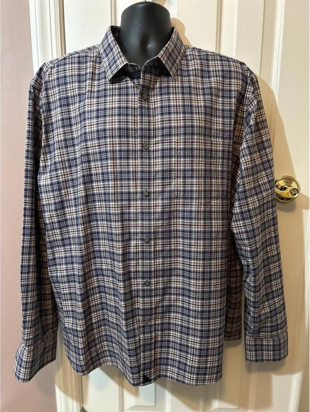 UNTUCKit Button Up Shirt Mens XXXL Long Sleeve Blue Red Plaid Wrinkle Free